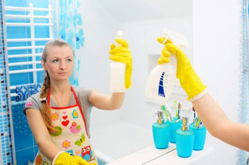 Carpet cleaning professional preparing equipment before a service visit