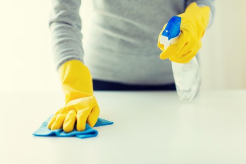 Polished hard floor surface after professional cleaning